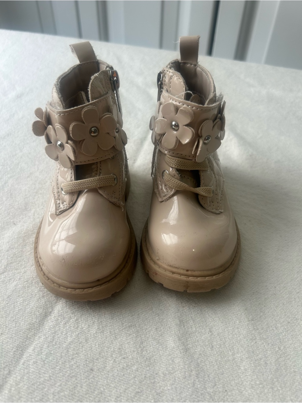 Jessica Simpson Girls Blush Patent Flower Ankle Boots